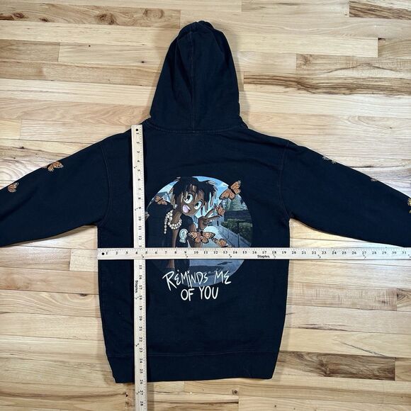 Juice Wrld 999 Black Hoodie Sweatshirt Reminds Me of You Butterfly Size Med - Picture 4 of 4
